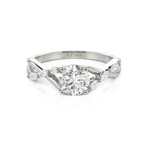 Bague de fiançailles personnalisée Jeulia en platine avec bande torsadée et diamant taille Asscher - Product Image 1