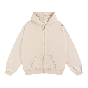 Sweat à capuche zippé surdimensionné en coton biologique 100% pour hommes pour l'hiver avec une qualité élevée et supérieure 450 GSM - Product Image 1