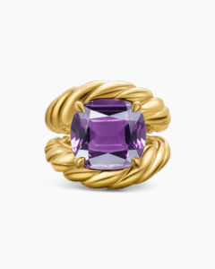Marbella Classic 18K <b>Gold</b> Plated <b>Ring</b> <b>Amethyst</b> and Diamond Jewelry for Women IGI Certified Fashion Jewelry - Product Image 3