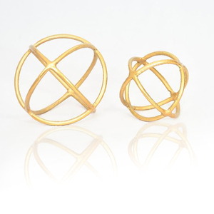 Boule circulaire en aluminium de luxe de sculpture en métal d'or pour le fabricant de produit de décor de table de maison et de bureau - Product Image 1