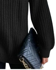 Custom <b>Women</b> Black Turtleneck Knitted Sweater Winter <b>Warm</b> Ribbed Long Sleeve Casual Loose Fit Pullover Fashion Top Street Style - Product Image 6