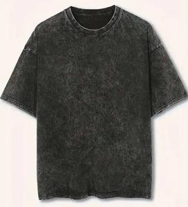 Acid Wash Oversized T Shirt 100% Cotton Vintage Washed Tee Blank Streetwear O Neck Short Sleeve for Men Acid Washed Shirts - Product Image 1