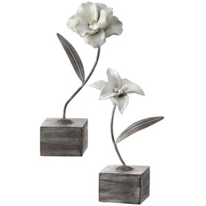 Sculpture de table à fleurs design contemporain moderne artistique artisanal accent de table décor rayonnant - Product Image 1