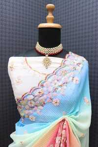Elegante En Verbazingwekkende Bollywood Designer Borduurwerk Georgette Sari Nieuwste Exclusieve <span class=keywords><strong>Saree</strong></span> Nieuwste Exclusieve Trendy Bruidsaree