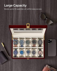 10 Slot <b>Watch</b> Case with Large Glass Removable <b>Watch</b> <b>Box</b> Organizer, Gift for Loved Ones - Product Image 4