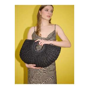 กระเป๋าฟางถักมือสีดำ 22x47 ซม. CNT1052 - 1016-สีดำ - Product Image 2