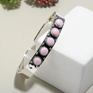 Brazalete de ajuste de bisel de Plata de Ley 925, piedra preciosa de concha Rosa fina, joyería mexicana Navajo, regalo perfecto - Product Image 3