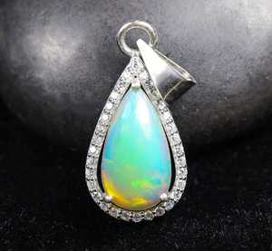Ethiopian Opal Pendant 925 Sterling Silver Rare Fire Gemstone 14K Gold Plated Handmade Jewelry <b>Gift</b> For Her - Product Image 1