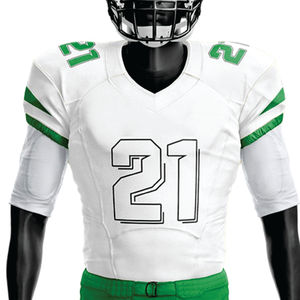 Personalizado 100% poliéster sublimado uniforme de fútbol americano para los hombres transpirable blanco verde aparejos sarga equipo Jersey corto - Product Image 2