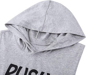 2024 gros nouveauté confortable coton Gym débardeur pour hommes sans manches avec capuche séchage rapide et respirant tricoté armure - Product Image 4