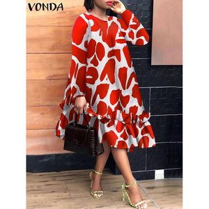 Elegante Abito Midi Taglia Unica Vestibilità Comoda Maniche Regolari Volant Vita Naturale in Poliestere Stile Formale da Ufficio per Autunno/Primavera - Product Image 1