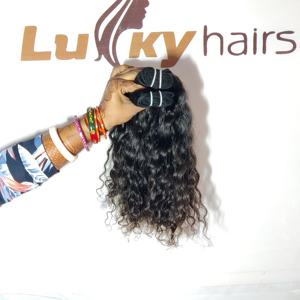 100% traitement chimique aucun couleur naturelle noir faisceaux bouclés Machine Double trame brut indien Temple Extensions de cheveux humains - Product Image 5