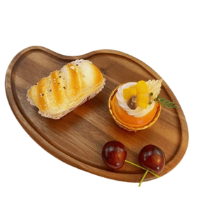 Plateau de service en bois d'acacia Plateau de service en bois décoratif fait à la main pour l'hôtel Restaurant Plateaux à dessert sur mesure - Product Image 1