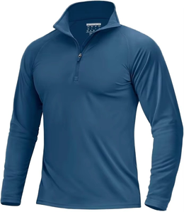 เสื้อแบบมีซิปปักลายสำหรับผู้ชายผ้าฟลีซแขนยาว UPF 50 + 1/4แห้งเร็ว - Product Image 1