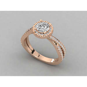 Bague pour femme en or 18 carats avec diamant solitaire rond de laboratoire, bagues en diamant brillant - Product Image 1