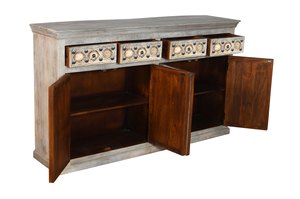 Buffet en bois de manguier MANGALORE rangement ethnique morden buffet en bois massif fabriqué à la main - Product Image 3