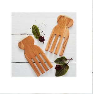 ช้อนตักสลัดไม้แนววินเทจไม้สลัดมือตกแต่งห้องครัวโดยใช้ไม้ธรรมชาติสีไม้ธรรมชาติ - Product Image 4