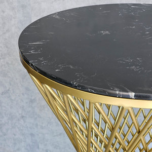 Table de bar ronde contemporaine avec plateau en pierre, diamètre 70 cm, pieds en fer, pour café, bar à domicile, événements, usage domestique - Product Image 6