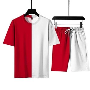 Chándal deportivo de 2 piezas de talla grande personalizado para hombre 2025, camiseta de manga corta, pantalones cortos a juego de colores, estampado de ejercicio de verano e invierno - Product Image 5