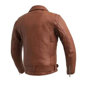 Chaqueta de moda con cremallera de motocicleta de cuero de alta calidad con ropa de seguridad para motociclistas resistente a la abrasión chaqueta de cuero de montar genuino - Product Image 5