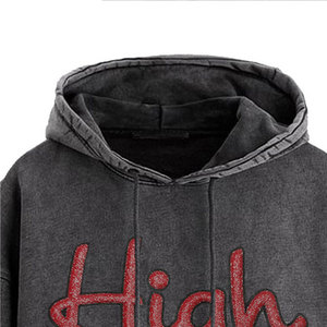 Sweat à capuche personnalisé de haute qualité avec strass pull respirant 100% coton strass à capuche pour hommes - Product Image 4