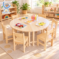 Meubles Montessori en bois : tables et chaises pour la maternelle et la garderie, pour la mise en équipe, les jumelages, les cercles de partage, les rotations, les stations, les groupes et le travail collaboratif