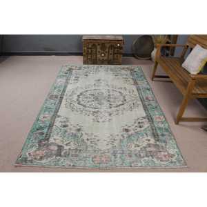 Alfombra Turca Vintage de 5.2x8.1 pies, Alfombra Grande, Alfombra de Lana Azul - Product Image 1