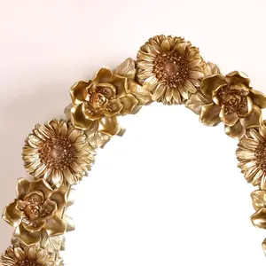 Espejo de pared de estilo de flor redonda de vidrio pulido con marco hecho a mano de calidad superior para decoración de pasillo, uso colgante de pared para exportación a granel - Product Image 3