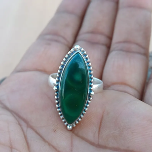 Belle malachite verte naturelle en argent sterling 925 en forme de marquise Bagues fines de créateur au prix de gros - Product Image 6