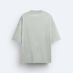 เสื้อยืดผ้าคอตตอนลาย100% ของผู้ชายเสื้อยืดโอเวอร์ไซซ์ไหล่ตกไซส์ออกแบบโลโก้ได้ตามต้องการ - Product Image 4