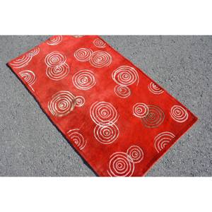 Vintage Turkish <b>Wool</b> Area Rug Red <b>Gold</b> 27 X 47 ft Large Rectangle Hallway Patchwork 10mm New for Bedroom Living Room Latex - Product Image 4