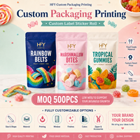 Nouveaux sacs personnalisés pour bonbons, sachets refermables de qualité alimentaire, pochettes en aluminium Mylar avec fenêtre