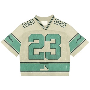 Camiseta recortada de malla cuadrada de gran tamaño Vintage para hombre, ropa de calle deportiva con diseño en blanco, camiseta con patrón de letras - Product Image 1