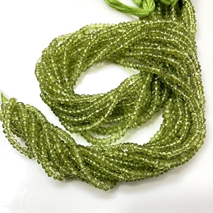 Perles en forme de rondelle à facettes en péridot perles de pierres précieuses vertes naturelles pour la fabrication de bijoux - Product Image 5