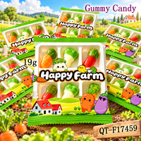 Bonbons gélifiés multicolores en forme de légumes Happy Farm Yumiko certifiés Halal 19g, bonbons sucrés à la gelée douce, collation pour les fêtes d'enfants