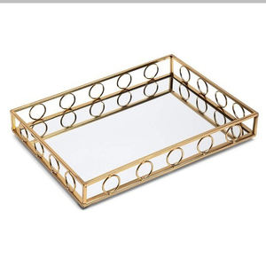 Weddings Circular Decorative <b>Metal</b> <b>Tray</b> Glass Circle Serving and Decorative <b>Tray</b> for Hotel and Restaurants - Product Image 5