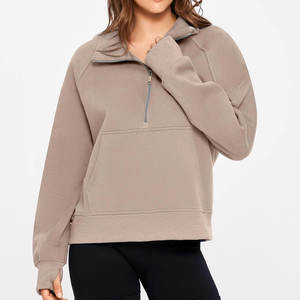 Sudadera de mujer, fabricante de ropa deportiva, sudaderas con capucha para mujer, sudadera con media cremallera, sudaderas con capucha transpirables informales para mujer - Product Image 4