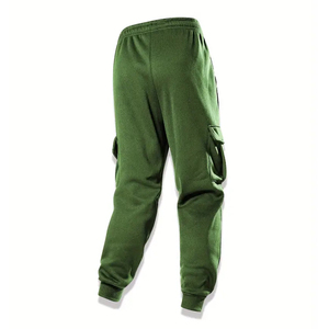 Vente en gros de survêtements cargo pour hommes de couleur verte pull à manches longues avec cordon de serrage élastique déchets Pent Cargo survêtement pour l'hiver - Product Image 4