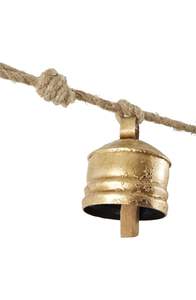 Chaîne de cloche suspendue en laiton à cinq pièces avec corde rustique et finition antique pour la décoration de la maison bohème et un design d'accent mural charmant - Product Image 2