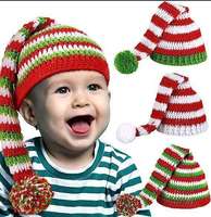 Gorro de Papá Noel de algodón a rayas para Navidad - Accesorio festivo para sesiones de fotos de bebés