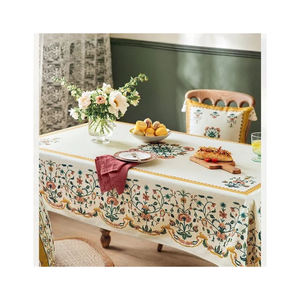 Modern Abstract Striped Oval Tablecloth Cotton <b>Linen</b> Printed Washable Home Dining Cover Green Yellow Beige Patterned Design - Product Image 6
