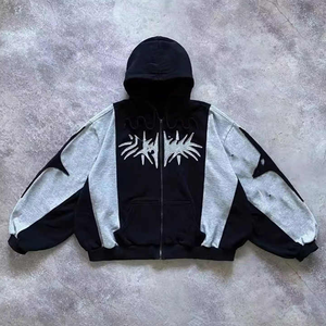 Men Distressed Hoodies New Design Casual Wear Cotton <b>Blended</b> Cotton <b>Blended</b> Men Distressed Embroidery Hoodie - Product Image 3