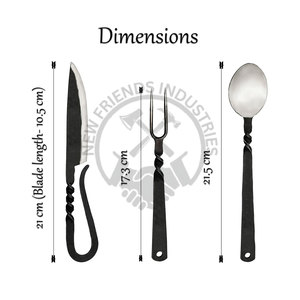 Ensemble de couverts médiévaux tendance, forgés à la main, en acier inoxydable 430, ensemble de couverts médiévaux, ensemble d'ustensiles de table médiévaux - Product Image 2