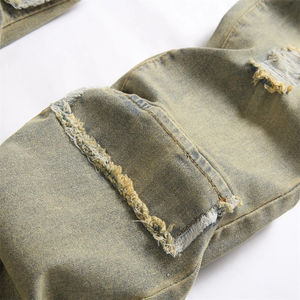 New Streetwear Retro Style Breathable <b>Jeans</b> for <b>Men</b> Cotton Frayed Ripped <b>Men's</b> <b>Jeans</b> <b>High</b> <b>Waist</b> Denim <b>Jeans</b> for <b>Men</b> Custom - Product Image 4