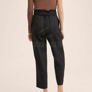 Pantalones de algodón transpirables medios para mujer, cierre elástico, ropa de trabajo informal de verano para exteriores, estilo frontal plano, MOQ bajo personalizado - Product Image 3