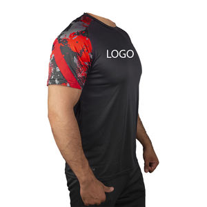 เสื้อยืดคอกลมผู้ชายคุณภาพสูง ผ้าฝ้าย 350gsm ระบายอากาศดี ทรงโอเวอร์ไซส์ แขนสั้น สีแดงย้อม-สินค้ามาใหม่ - Product Image 2