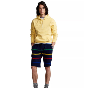 Personalizado de los hombres de algodón de felpa francesa pantalones cortos para correr de lana de secado rápido en blanco Sweatshorts lavado ácido bordes crudos Vintage liso sólido - Product Image 6