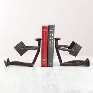 Sujetalibros de hierro creativo, soporte de libro de metal decorativo para oficina, estudio, escuela, dormitorio, sala de estar - Product Image 1