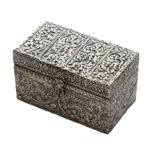 Organizador de almacenamiento de baratija de joyería de Metal Rectangular Chapado en plata, cajas de joyería de Metal para mantener joyas elegantes en latón Gol - Product Image 1