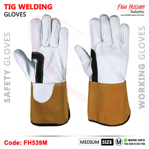 Guantes de cuero OEM para soldar TIG, protección personalizada contra el calor y el fuego, brazalete de seguridad de piel de vaca dividida, altamente recomendado - Product Image 3